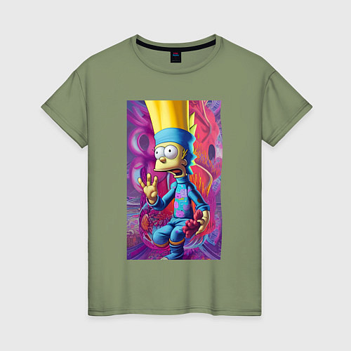 Женская футболка Bart Simpson - neural network - fantasy / Авокадо – фото 1