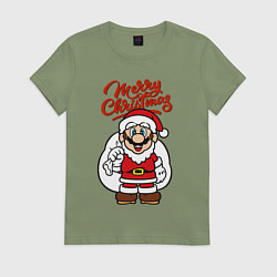 Футболка хлопковая женская Christmas Mario, цвет: авокадо