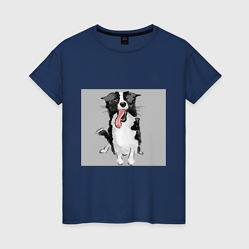 Женская футболка Уставший пёс / Тёмно-синий – фото 1
