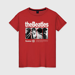 Футболка хлопковая женская The Beatles rock, цвет: красный
