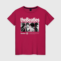 Футболка хлопковая женская The Beatles rock, цвет: маджента