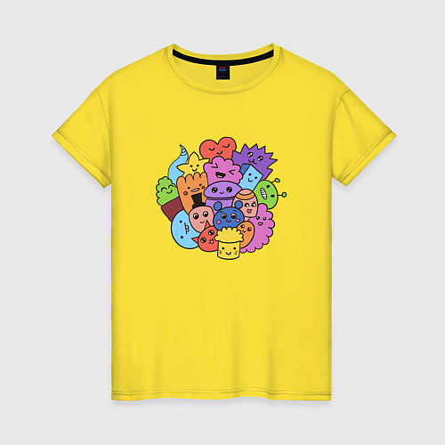 Женская футболка Мультяшки дудл / Желтый – фото 1
