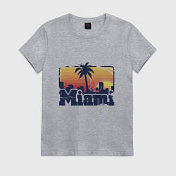 Футболка хлопковая женская Beach of Miami, цвет: меланж