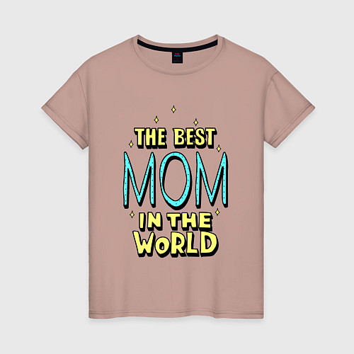 Женская футболка Лучшая мама в мире со звёздочками / Пыльно-розовый – фото 1