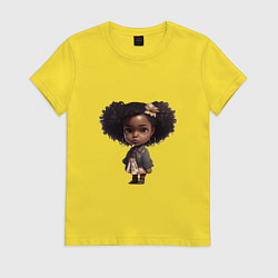 Футболка хлопковая женская Милая африканочка, цвет: желтый