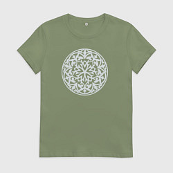 Футболка хлопковая женская Мандала восточная, цвет: авокадо