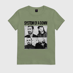 Футболка хлопковая женская System of a down rock, цвет: авокадо