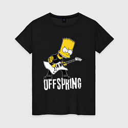 Футболка хлопковая женская Offspring Барт Симпсон рокер, цвет: черный
