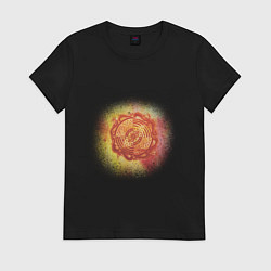 Футболка хлопковая женская Огненная мандала силы, цвет: черный