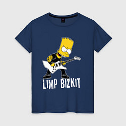 Футболка хлопковая женская Limp Bizkit Барт Симпсон рокер, цвет: тёмно-синий