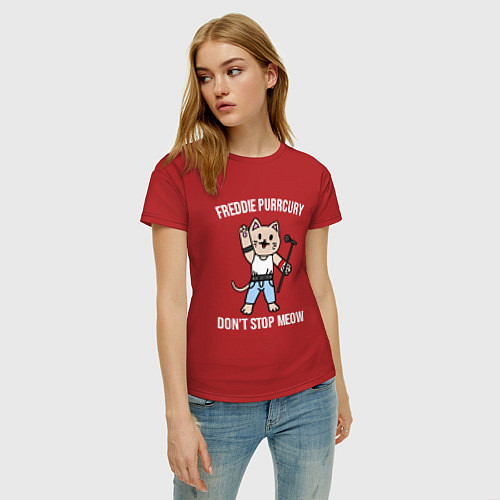 Женская футболка Dont stop meow / Красный – фото 3