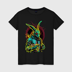Футболка хлопковая женская Кролик мутант, цвет: черный