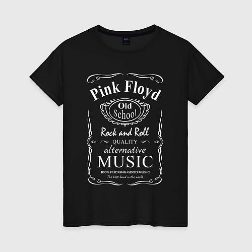 Женская футболка Pink Floyd в стиле Jack Daniels / Черный – фото 1
