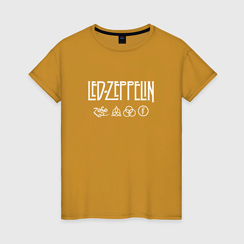 Женская футболка Led Zeppelin символы / Горчичный – фото 1