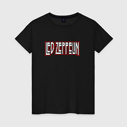 Футболка хлопковая женская Led Zeppelin логотип, цвет: черный