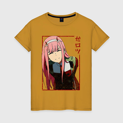 Женская футболка Zero Two anime girl / Горчичный – фото 1