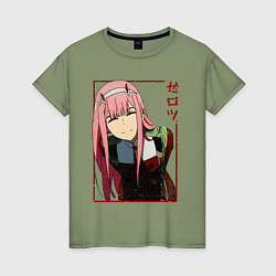 Футболка хлопковая женская Zero Two anime girl, цвет: авокадо