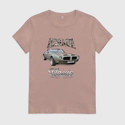 Футболка хлопковая женская Американский масл-кар Pontiac Firebird, цвет: пыльно-розовый