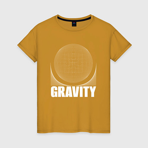 Женская футболка Gravity надпись и шар / Горчичный – фото 1