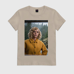 Футболка хлопковая женская Шершни Кристина Риччи и Элайджа Вуд, цвет: миндальный