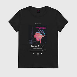 Футболка хлопковая женская Black Sabbath Iron Man плеер, цвет: черный