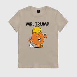 Футболка хлопковая женская Мистер Дональд Трамп, цвет: миндальный