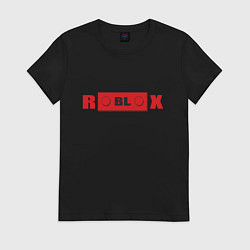 Футболка хлопковая женская Roblox деталь, цвет: черный