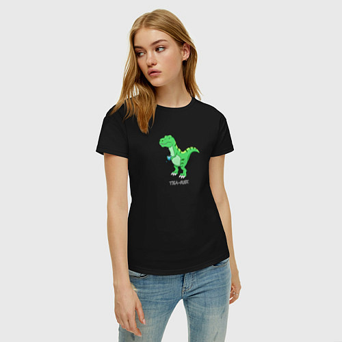 Женская футболка Динозавр Tea-Rex / Черный – фото 3