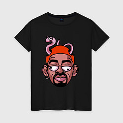 Футболка хлопковая женская Rodman snake, цвет: черный