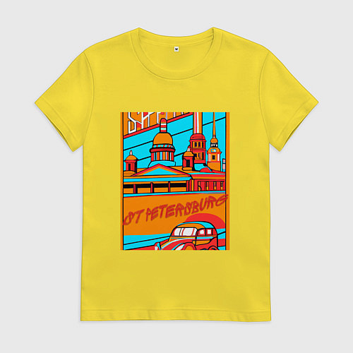 Женская футболка Санкт-Петербург в стиле плаката 30-х годов / Желтый – фото 1