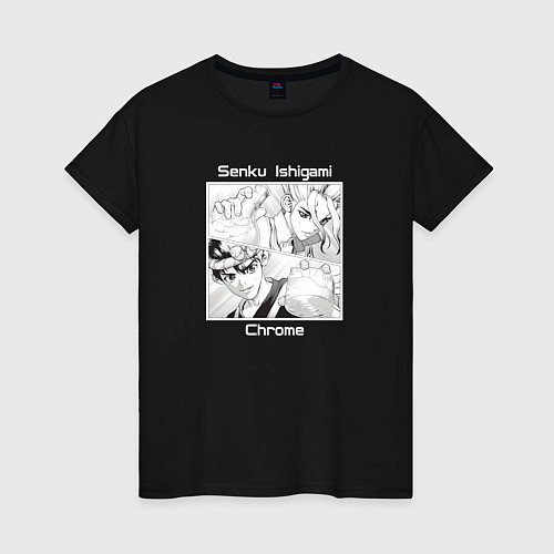 Женская футболка Сенку и Хром - Доктор стоун / Черный – фото 1