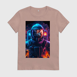 Футболка хлопковая женская Огненный космонавт, цвет: пыльно-розовый