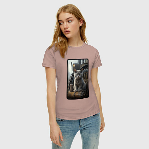 Женская футболка Челябинск котик / Пыльно-розовый – фото 3