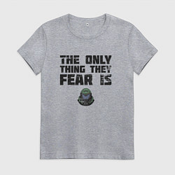 Футболка хлопковая женская The only thing they fear is you doom slayer, цвет: меланж