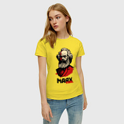 Футболка хлопковая женская Karl Marx - 3 цвета, цвет: желтый — фото 2