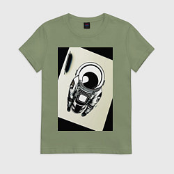 Футболка хлопковая женская Нарисованный астронавт, цвет: авокадо