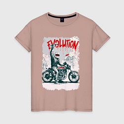 Футболка хлопковая женская Evolution - motorcycle, цвет: пыльно-розовый