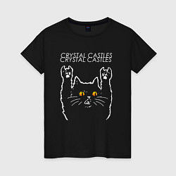 Футболка хлопковая женская Crystal Castles rock cat, цвет: черный