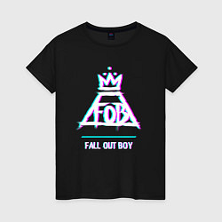 Футболка хлопковая женская Fall Out Boy glitch rock, цвет: черный