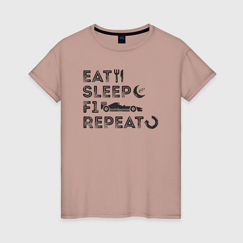 Женская футболка Eat sleep F1 / Пыльно-розовый – фото 1
