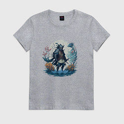 Футболка хлопковая женская Water knight, цвет: меланж