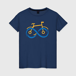 Футболка хлопковая женская Велосипед и бесконечность, цвет: тёмно-синий