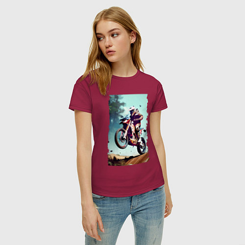 Женская футболка Мотокросс - экстрим / Маджента – фото 3