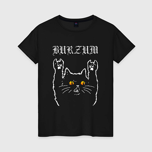 Женская футболка Burzum rock cat / Черный – фото 1