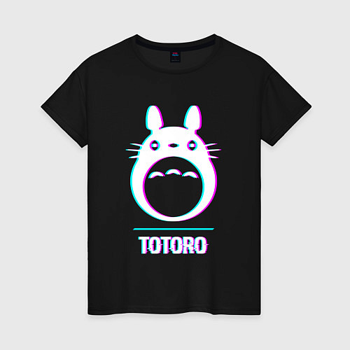 Женская футболка Символ Totoro в стиле glitch / Черный – фото 1