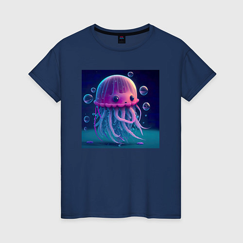 Женская футболка Милая Медуза / Тёмно-синий – фото 1