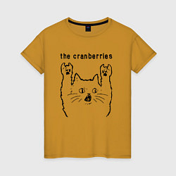 Футболка хлопковая женская The Cranberries - rock cat, цвет: горчичный