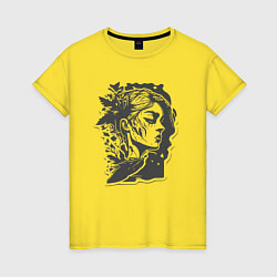 Футболка хлопковая женская Лесная девушка, цвет: желтый