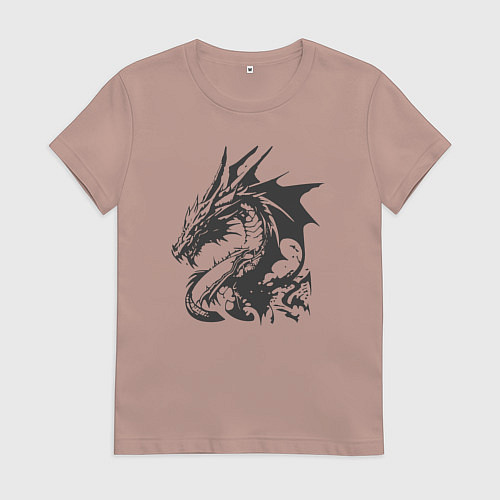 Женская футболка Скандинавский дракон викингов / Пыльно-розовый – фото 1