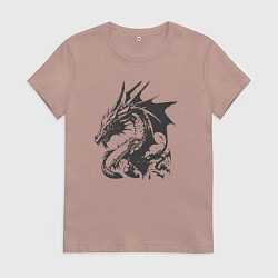 Футболка хлопковая женская Скандинавский дракон викингов, цвет: пыльно-розовый
